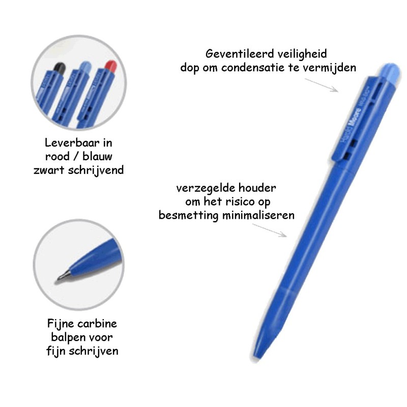 Metaaldetectie pen blauwe inkt+clip Model balpen 
