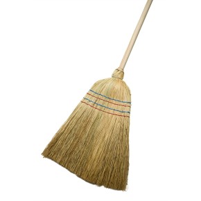Rijststrobezem met houten steel